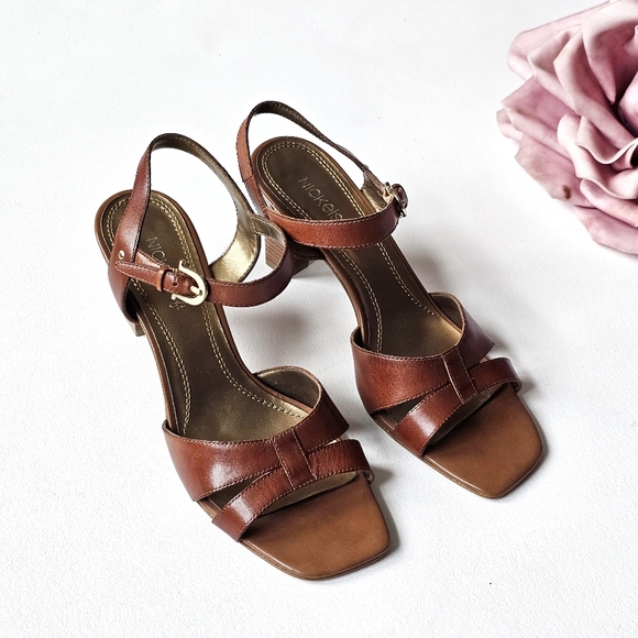 Nickels Soft Shoes - Nickels Soft Brown Leather Strappy Heeled Sandals Ankle Strap Size 7.5M
